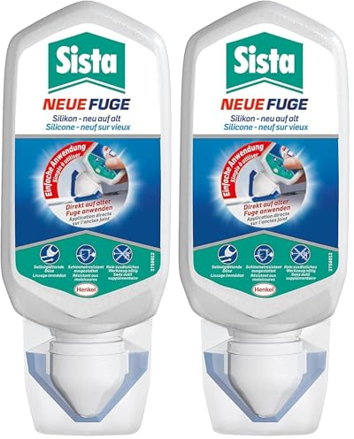 Sista Pattex NEUE FUGE, weiße Silikon Dichtmasse, in wenigen Minuten von IHH zu AHH, schimmelresistentes Sanitärsilikon für Küche und Bad, einfache Erneuerung von Fugen in nur einem Schritt, 1x80ml