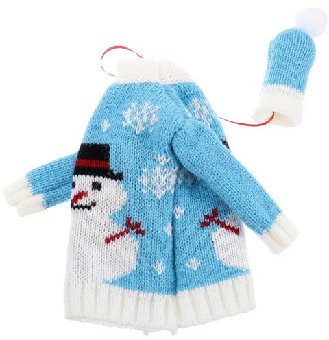 SHINEOFI Festliches Weihnachts Flaschenhüllen Satz aus Wolligem Garn mit Robustem Farbechtem Sweater und Hut für Wein und Bierflaschen als Tischdekoration zu Weihnachten