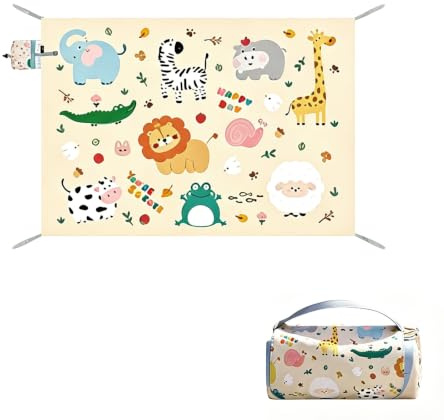 EVBOTGEE Picknickdecke Kleines Packmaß 145x210 cm, Kleine Picknickdecke | Wasserdicht und Schmutzabweisend, Leicht zu Reinigen, Klein Verpackbar, für Camping, Reisen, Strand und Picknick