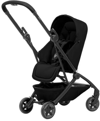Joolz Aer2 Lightweight Travel Stroller Set with Nest to Seat for Newborn to Toddler - Easy One-Hand Fold, UPF 50+ Sun Protection – (Space Black)
