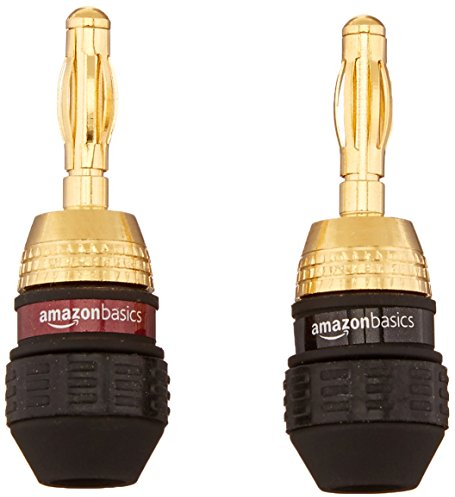Amazon Basics Clavija Conector Tipo Banana Cerrado, 12 Pares, Paquete de 24, Negro