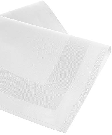 Damast-Stoff Servietten/Mund Damast mit Satinband Weiß 50 x 50 cm, 6 Stück