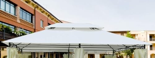 Megashopitalia Ersatzplane für Pavillon 3 x 4 mit Überstand Befestigung Top Tuch Ecru mit Airvent