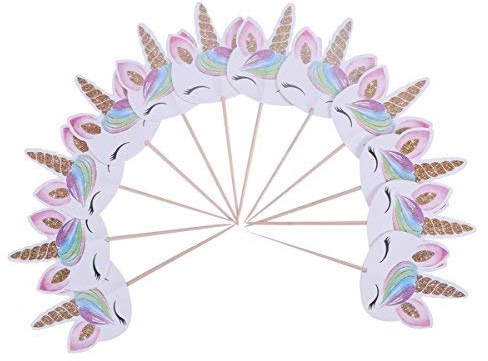 TOYMYTOY Einhorn Topper Einhorn Dekorationen für Kinder Geburtstag Kuchen Toppers Für Party Thema Einhorn - 48 Stück