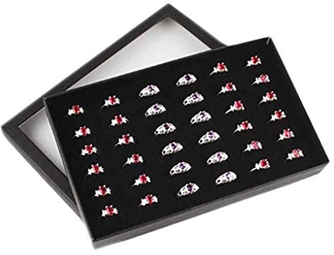 Ogquaton Fenêtre transparente PVC 36 Slots Anneau Plateau Boîte De Stockage Show Case Boucles D'oreilles Bijoux Présentoir Organisateur De Haute Qualité