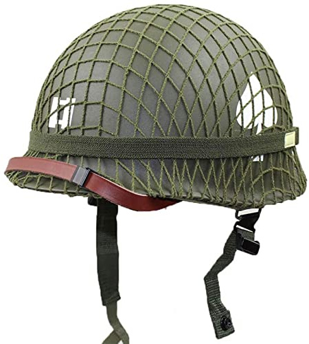 LUCKYYAN Perfect WW2 US Army M1 Green Helmet Replica with Net/Canvas Chin Strap DIY Painting