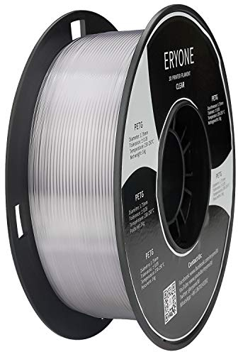 ERYONE PETG Filament 1.75 mm, 3D Drucker Filament PETG, +/- 0.03 mm, 1 kg 1 Spule, Transparent