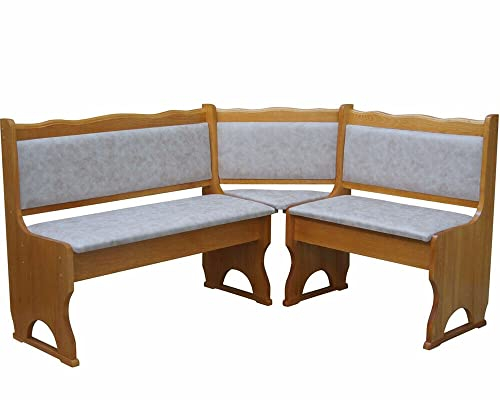 k koma Polster Eckbank Kiefer Holz, Alder Farbe mit Polsterung MASSIVHOLZ - NEU ÖKOLEDER BEIGE (120 x 180)