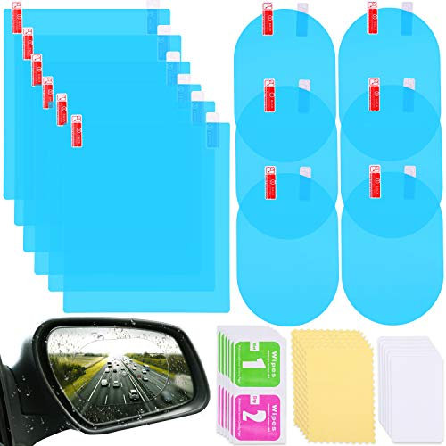 Frienda 12 Pièces Film de Rétroviseur de Voiture Film Miroir Imperméable Anti-Pluie Film Voiture de Revêtement Nano Anti-Buée pour Rétroviseurs de Voiture et Fenêtres Latérales