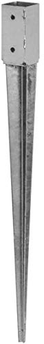 ADGO Post Support 60 x 60 x 750 mm Palo di recinzione zincato a caldo, manicotto di supporto per il pavimento, manicotto di ancoraggio in acciaio argentato