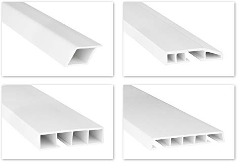 HEXIM Fenster/PVC Deckleisten Sonderformen - speziellen Hohlkammerprofile mit abgeschrägten Kanten und zum Klipsen, wahlweise mit Schaumkleband - 2 Meter je Leiste (34x16mm, HJ 429)