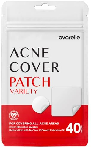 AVARELLE Akne-Pickel-Pflaster (40 Stück) Absorbierende Hydrokolloid-Spot-Behandlung mit Teebaumöl, Calendulaöl und Cica, zertifiziert vegan, frei von Tierversuchen (SORTE / 40 STÜCK)
