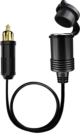 Giantdeer 30CM 3.1A DIN Norm Steckdosen Adapter, 12V DIN Steckerdapter | Europäischer DIN Stecker; ZigarettenanzünderBuchse-Kabelverlängerung; Wasserdichte Abdeckung; für 12V/24V Auto