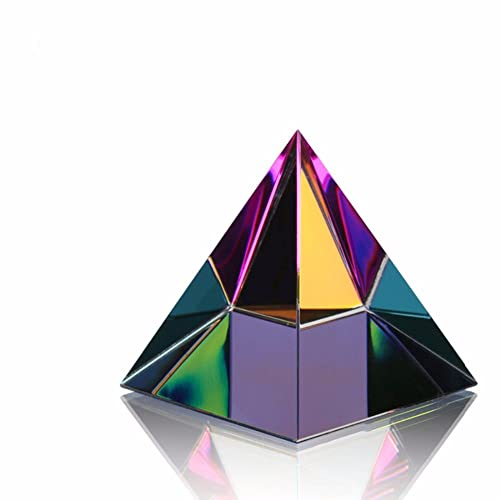 HUANSUN 2'' Crystal Pyramid Briefbeschwerer Feng Shui mit Crystal Wipes Wohnkultur,Mehrfarbig