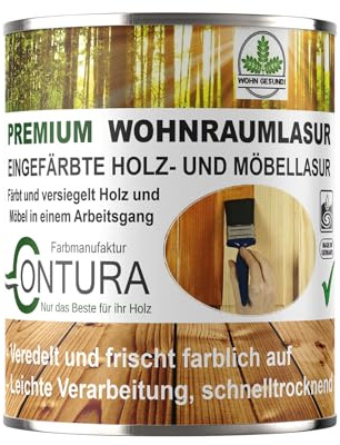 CONTURA Premium Wohnraumlasur Holzfarbe 375ml Möbellasur Lackbeize Möbellack Lacklasur Holzlack Wohnraum-Lasur Innenlasur (01 Farblos-Natur)