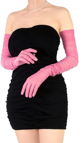 Damen Sexy Sheer Handschuhe Mesh Tüll Super Lange Handschuhe Opera Weihnachten Kostüm Party Tanzhandschuhe