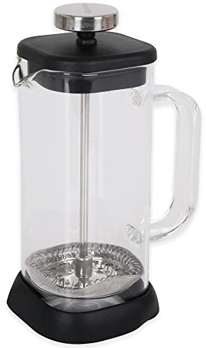 Quttin - Jarra Cafetera con Filtro. Cafetera Cuadrada para Cafés, Infusiones y Tes. Cafetera de Cristal con Infusor. Resistente al Calor. Filtro Acero Inoxidable. 350 ml Modelo Boross. Color Negro