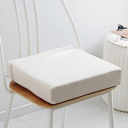 Judy1980 Memory Foam Chair Pad RemovableThick Chair CushionLuxury Large Seat Pads Non Slip Seat Cushion for Dining Garden Office Kitchen,（40x40x8cm,Off white）