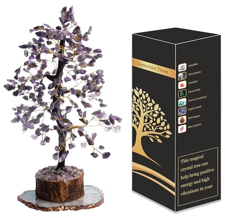 Wonder Care Amethyst-Chakra-Baum des Lebens – Kristallbaum für Positive Energie, handgefertigter Edelsteinbaum – Feng Shui-Dekor, Glücks-Geldbaum – lila Heilung für spirituelle Weisheit