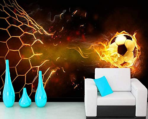 Murales De Pared Para El Dormitorio Personalizado 3D Mural De Papel Tapiz De La Foto Las Llamas Del Fútbol Rompen La Red Mural De Pared Sala De Estar Decoración Del Hogar Pint 400(ancho)x280(alto)cm