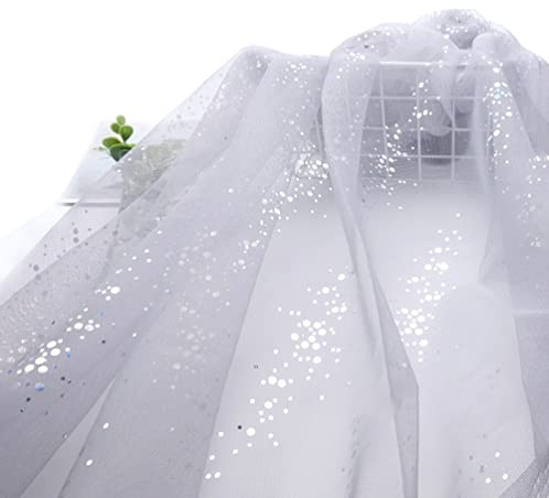 Wambere 160cm x 5m Tüll Stoff,Glitzer Tüll Dekostoff mit kleine Pailletten Dekostoff Tüll Stoff für Hochzeit Party Bankett Deko Handwerk Hochzeit Tischedeko Geschenk Bogen Dekostoff,Grau