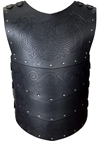 HiiFeuer Wikinger Kunstleder Geprägte Brust Rüstung Retro Mittelalter Ritter Leder Rüstung für LARP/Cosplay