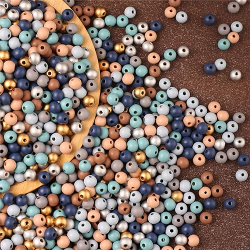 DAHI 500stk bunt holzperlen mit loch 500 Stück holzkugeln holz perlen bastelnperlen für DIY Schmuck Herstellung (bunt-10mm)
