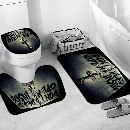 EKSED Badteppich 3 Stück Weiche saugfähige Badematten,Zombies Terrible Hands The Walking Dead Einzigartig,rutschfeste Badematte Teppiche & Toilettendeckelabdeckung Set Waschbar