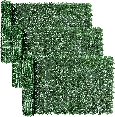FUOBECIE Artificial Ivy Fence Screen, Fence Screening Trellis with Artificial Leaves Privacy Trellis Roll for Balcony Outdoor Garden Wall Mat Decoration 1 x 3 Meter (3Pcs Fence Screening)