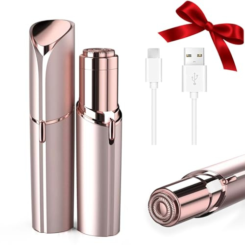 tuokiy Facial Hair Removal for Women, Painless Face Shaver for Womens, Face Razors for Lip, Chin with USB Rechargeable, Gold