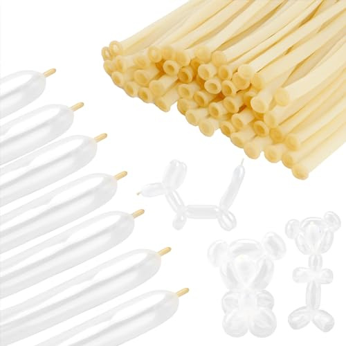 Viksio Clear Balloons, 260 Long Balloons with 50 Animal Shapes - Ideal for Arch Decorations and Balloon Animals