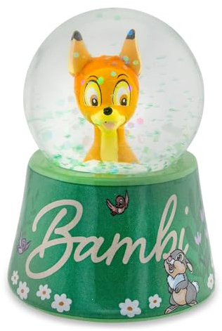 Disney Bambi and Thumper Jolie boule à neige lumineuse pour adulte avec paillettes tourbillonnantes | 7,6 cm de haut