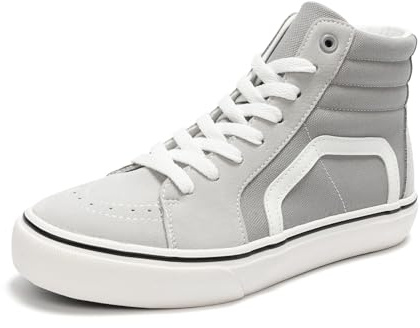 HEVA Zapatos de lona clásicos para mujer Zapatillas cómodas para hombre con cordones Entrenador Zapatos casuales, Alto Gris, 36 EU