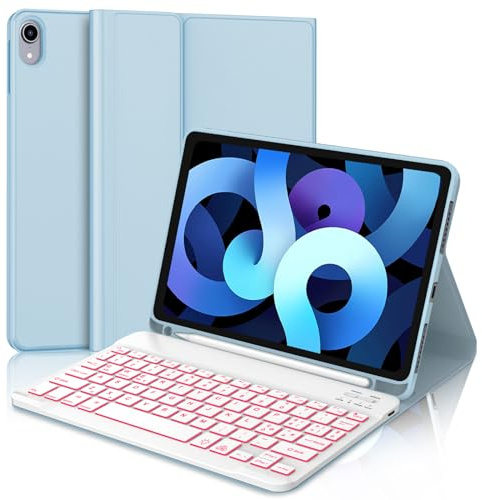 Tastiera per iPad Air 5 Generazione, Custodia con Tastiera per iPad Pro 11, Cover Tastiera Bluetooth Retroilluminata Magnetica Staccabile Italiano per iPad Air 4/5, iPad Pro 11 4/3/2/1 Gen, Azzurro