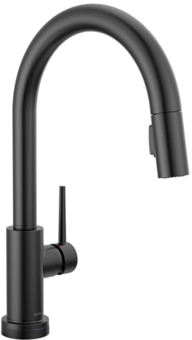 Delta Trinsic Touchless Kitchen Faucet with Touch Technology, Matte Black Kitchen Sink Faucet with Pull Down Sprayer, Single Hole, Matte Black 9159TL-BL-DST
