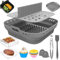 Bestash Heißluftfritteuse Zubehör,14PCS Hot Air Fryer Accessories, Airfryer Silikonform Accessories für for Cosori, Philips, Cecotec 4.7-6.4L Square Airfryer (Grau)