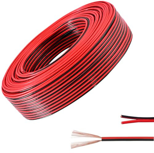 30 Meter /20m/10m Zweileiterkabel Rot Schwarz 22AWG/18AWG Kupferkern Elektrischer Draht Parallel PVC Flexible Kabel Verlängerungskabel für LED Streifen, Automobile Verdrahtung (22#, 20 Meter)