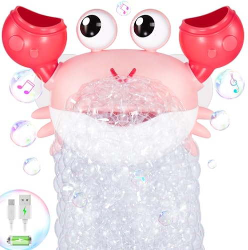 Gigilli Crab Baby Badespielzeug, Wiederaufladbare Badewanne Bubble Machine Automatische Dusche Badewanne Bubble Maker mit Musik Badespielzeug für Kinder 6-12 12-18 Monate 1-3 4-8 Jungen