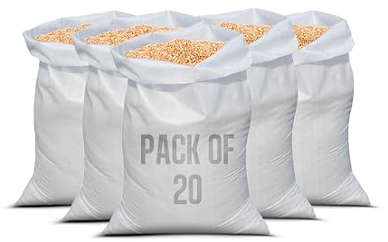20 x 30 Inches Heavy Duty Rubble Sacks with Liner | Extra-Strong Woven Builders Bags | White PP Polypropylene Sacks for Construction, Garden, Waste, Sand, Bricks, Storage (20)