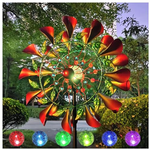 Moulin à vent en métal de 210,8 cm avec éolienne géante cinétique 360°