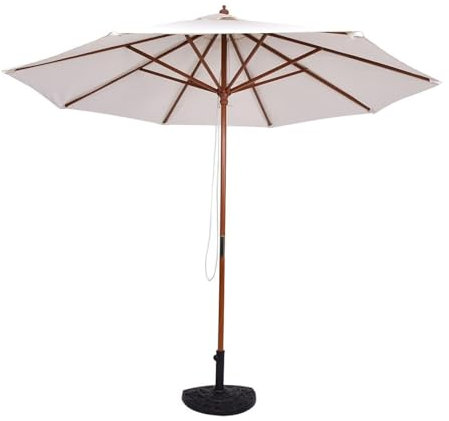 Ombrellone da giardino Ombrellone da esterno 8,8FT Ombrellone da patio regolabile in altezza Palo in legno Parasole da esterno Ombrellone da spiaggia Ombrellone da spiaggia, 270 cm, Bianco (White 270c
