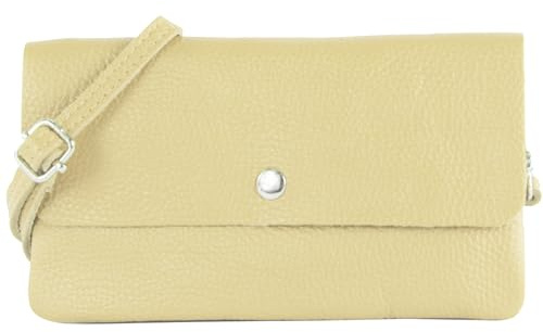 modamoda de T257 Damen Leder Umhängetasche Clutch, 20x11x2 cm, verstellbarer Schultergurt, handmade in Italy