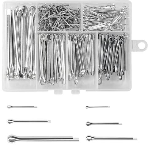 MOLENCO 230 Stück Splinte Sortiment, Splinte Set mit Sortimentskasten, M1 M2 M2.5 M3 M4 M5 Edelstahl Sicherungssplinte Kit in 6 Verschiedenen Größen für Autos, Wohnmobile, Gartengeräte