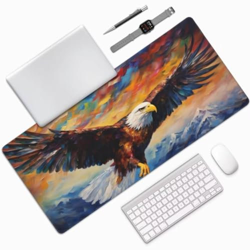 Tapis de Souris Pygargue à tête Blanche Tapis de Souris XXL 1000x500 mm, Imperméable Tapis de Souris Gamer XXL Tapis Souris Oiseau Mouse Pad, Base Atidérapante, pour Gamer, Deco Bureau, Cadeau -MU784
