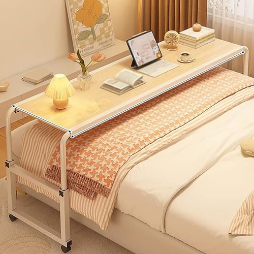 Verstellbarer Beistelltisch mit Rollen für King-Size-Bett, mobiles Kreuzbett, Schreibtisch, höhenverstellbar, perfekt für überall im Haus