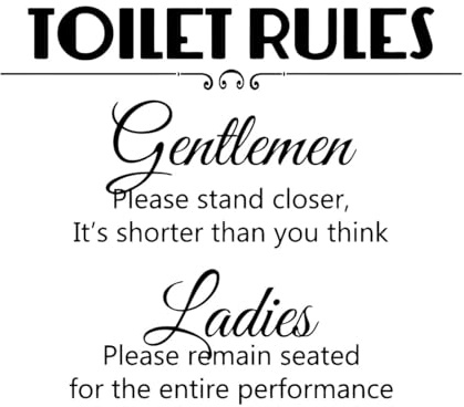 Toilet Rules Wall Decal Window Door Sign Quote Vinyl Sticker Poster Decor Bathroom Wall Decals Toilet Rules Stickers Large - 57x65cm