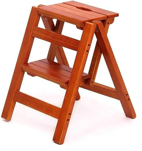 Escalera de 2 peldaños, taburete plegable de madera, escalón de cocina con pedal ancho antideslizante, escalera pequeña antideslizante, soporta hasta 150 kg, banco de zapatos multifunción/estante pa