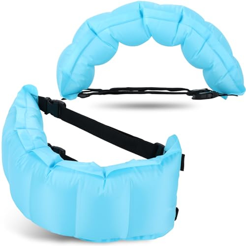 Lewtemi 1 Pcs Inflatable Swim Belt Pool Flotation Portable Waist Aid for Adults Adjustable Swimming Training Aid Waist Belt with Buckle and Rope for Beginner(Blue)