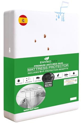 Enviroflex Funda de Colchón con Cremallera 137 x 190 x 40 cm | Protector Impermeable de Colchón | Cubrecolchón Transpirable | Funda Protectora para Cama | Fácil de Usar y Lavar