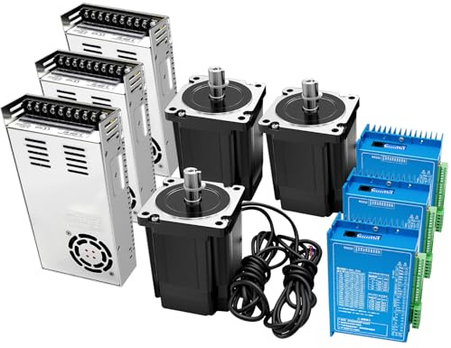 3 Achsen Nema 34 Schrittmotor Kit 4.5 Nm 6A 2-PH Nema34 86mm Closed Loop Stepper Motor und Encoder & 18-80 VAC 18-110VDC Schrittmotor Treiber & 400w 60V Netzteil für CNC Controller Kit